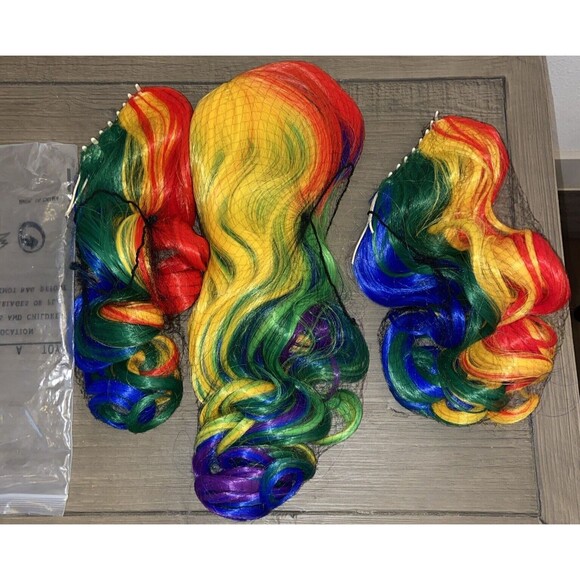 JoneTing Rainbow Wig Curly Multi-Red Synthetic Wigs Hair for Halloween Cosplay main image 11